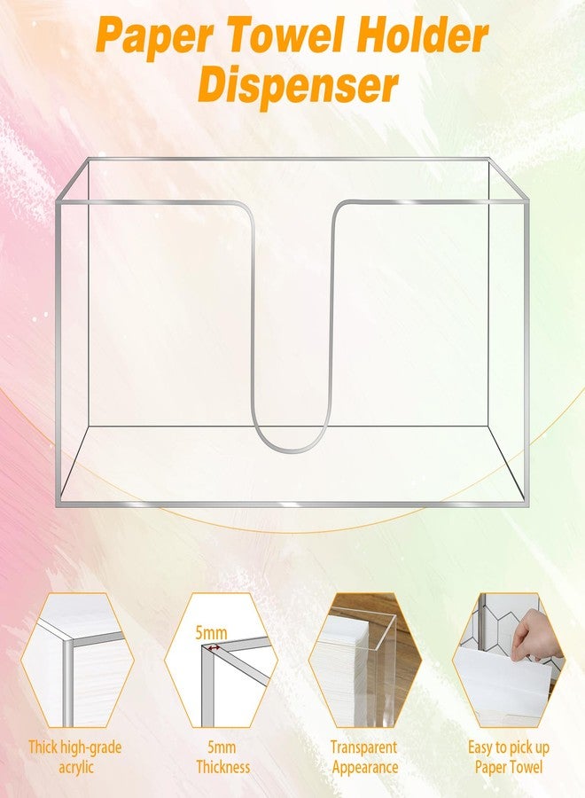 wutfuooo 2 Pack Acrylic Countertop Paper Towel Dispenser, Folded Paper Towel Dispenser Clear Trifold Napkin Holder, Suitable for Z-fold, C-fold or MultiFold Trifold Papers Towels for Bathroom Toilet Kitchen - Image 3